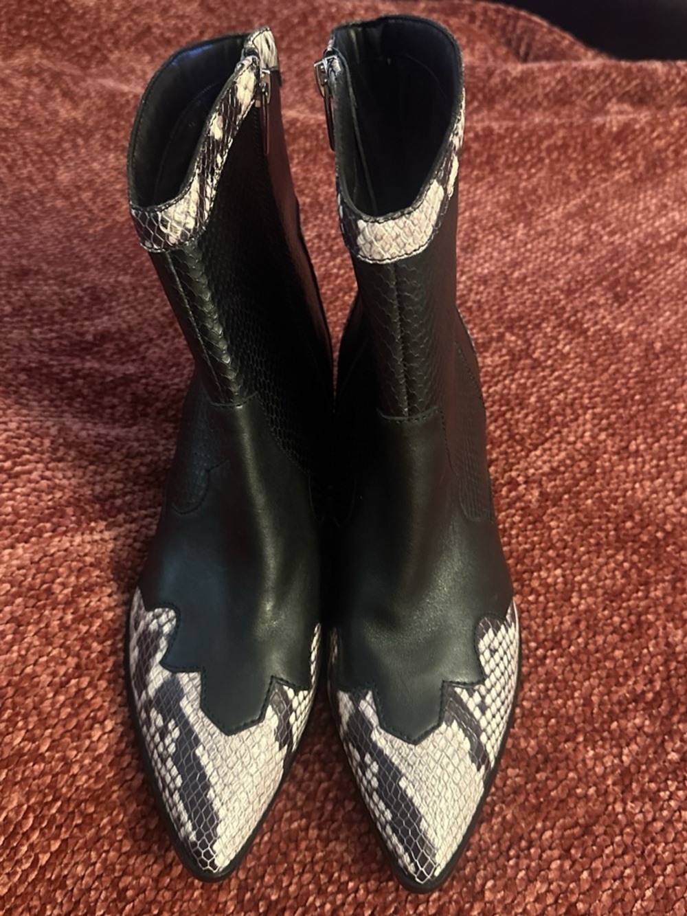 Vince Camuto Leather & Snake Embossed Western Boots - Picture 8 of 10